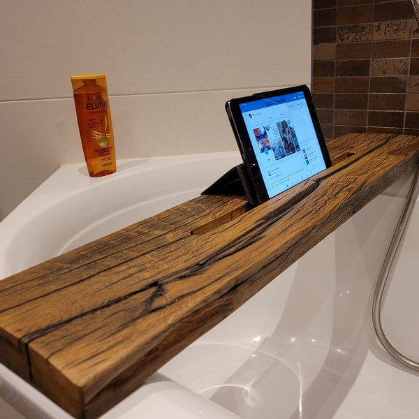 Planche de bain Planche de wagon en chêne rabotée - Choix de longueur et support de tablette - Incl. Laque mate 2K