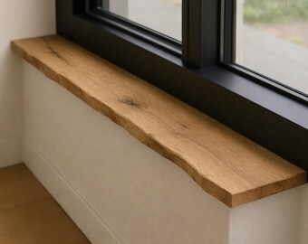 Lignau - Appui de fenêtre, rebord de fenêtre panneau en bois massif avec bord en arbre chêne sauvage 40mm naturel huilé