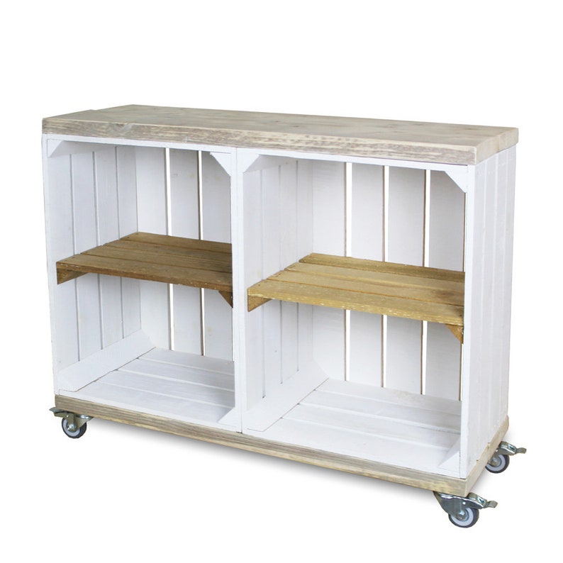 Caja de frutas Gabinete blanco con estante viejo incl. Rueda | Etsy