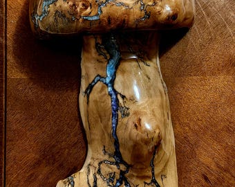 Hand Sculpted Burl Wood Mushroom Wall Art, Lichtenburg Shoc Method, Epoxy Resin Art