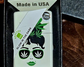 ZIPPO Glow in the Dark 'Cannabis Girl' 2022 NOS Collector Ready
