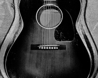 Acoustic Guitar Print in Black and White (Digital Download)