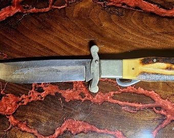 Parker & Son K419 Lockback Hunter – Bone Handle – Chattanooga "Year of the Eagle 1782-1982" Etched.  Genuine Stag Handle.