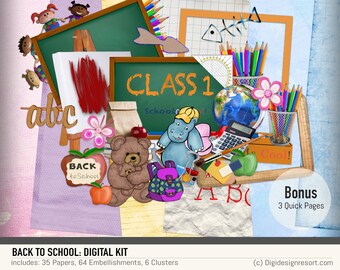 Digital Scrapbooking Kit: Back to the School