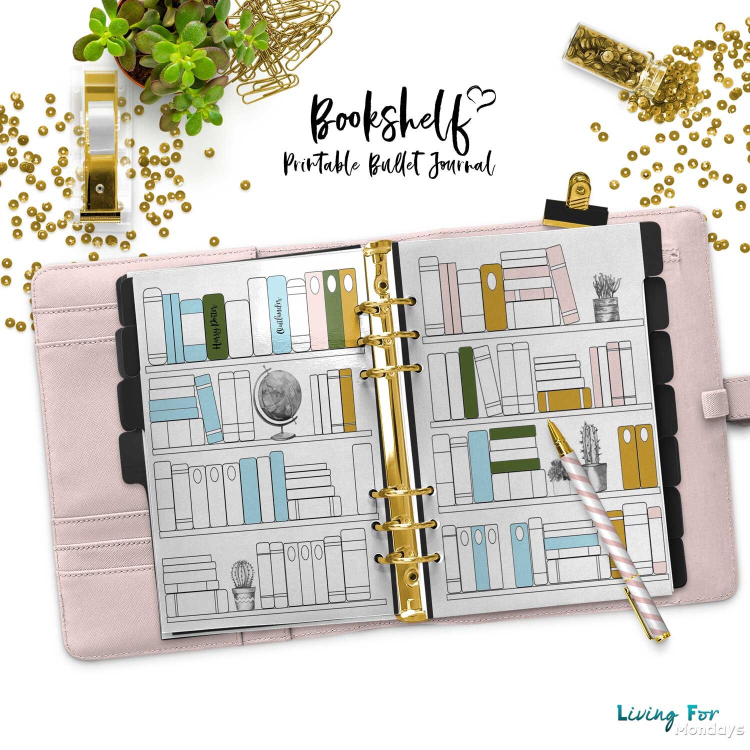 Bullet Journal Bookshelf Printable Books Reading Template | Etsy