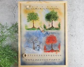 Infinite calendar "4 seasons" watercolor, sense of time, calendar, perpetual calendar,