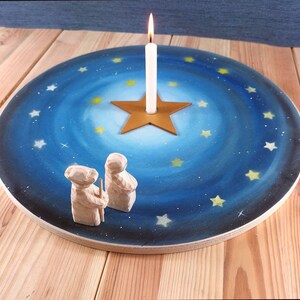 Advent spiral in Waldorf style made of wood with Mary and Joseph, spiral with candle holder, Advent calendar, Christmas time with children