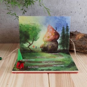 Calendar for children according to Waldorf, Montessori, weekly calendar, wooden gnome, decoration, learning days, autumn, developing the sense of time