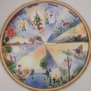 Monthly calendar for children according to Waldorf and Montessori, gift and decoration, learning with joy, children's room