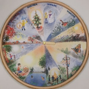 Monthly calendar for children according to Waldorf and Montessori, gift and decoration, learning with joy, children&#39;s room