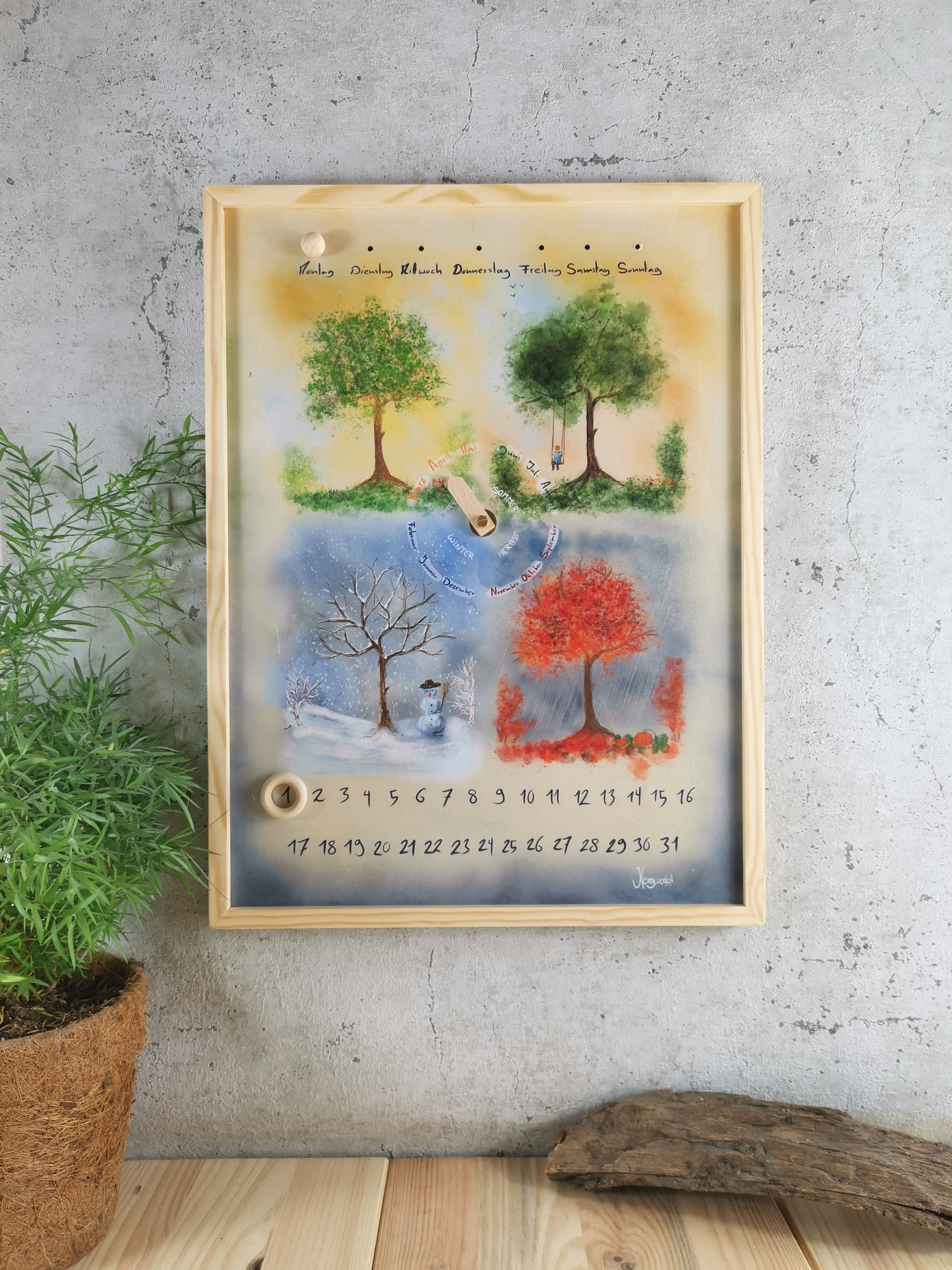 Unendlicher Kalender 4 Jahreszeiten Aquarell | Etsy