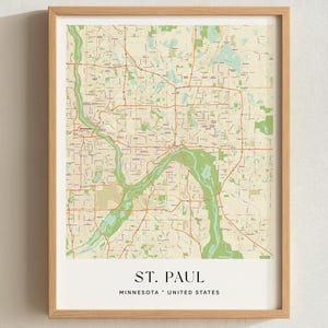 St. Paul Map Print, Customizable Street Art, Minnesota Wall Decor, City Poster