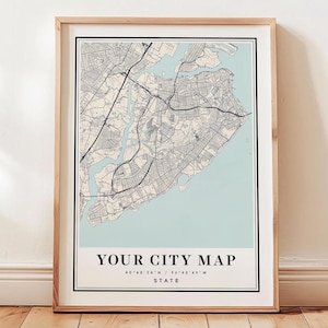 Personalized Hometown Map Print – Custom City Map Art of Any City – First Home Map or Custom Street Map Poster