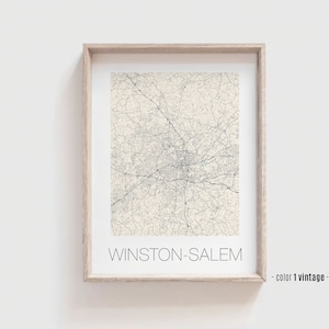 WINSTON SALEM NC City Map Poster, Winston-Salem North Carolina Street Map Print - Personalized Modern and Contemporary Art
