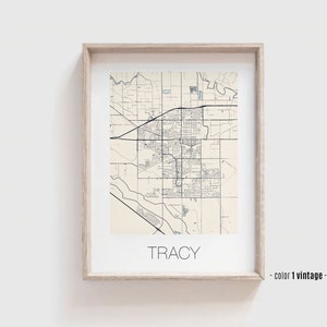 Tracy CA City Map Poster: Modern Street Art Print