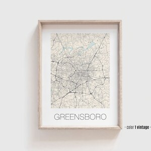 GREENSBORO NC City Map Poster, Greensboro North Carolina Street Map Print - Personalized Modern and Contemporary Art