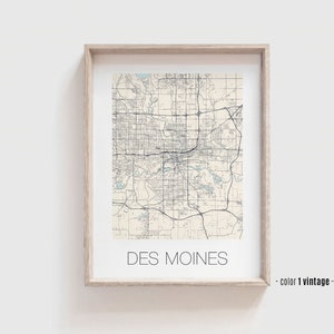 Poster DES MOINES IA City Map, Des Moines Iowa Street Map Poster - Personnalisation d'art moderne et contemporain