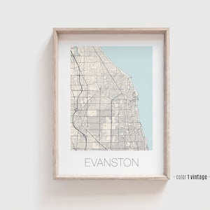 Evanston Illinois Map Print: Modern City Street Art (Personalized)