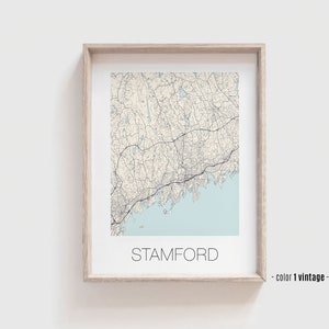 STAMFORD CT City Map Poster, Stamford Connecticut Street Map Print - Personalized Modern and Contemporary Art