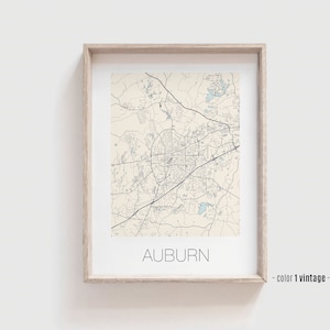 AUBURN AL Stadt Karte Poster, Auburn Alabama Straßen Karte Druck - Personalisierte moderne und zeitgenössische Kunst