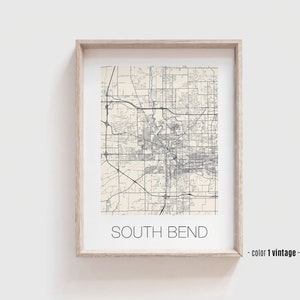 South Bend Indiana Map Print: Modern City Street Art, Personalized