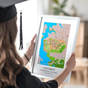 May include: A framed map of a university campus with the text "UNIVERSITY Environmental Science - Class of 2024 PHILADELPHIA, GA".