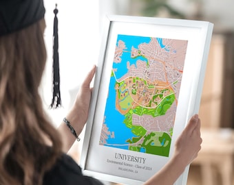 Custom College Campus Map | Personalized University Wall Art, Unique Gift for Students & Alumni, Map Decor for Home