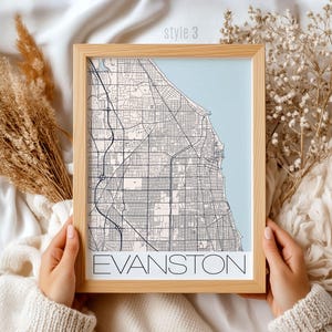 Vintage Evanston Illinois Map Print: Urban Home Decor