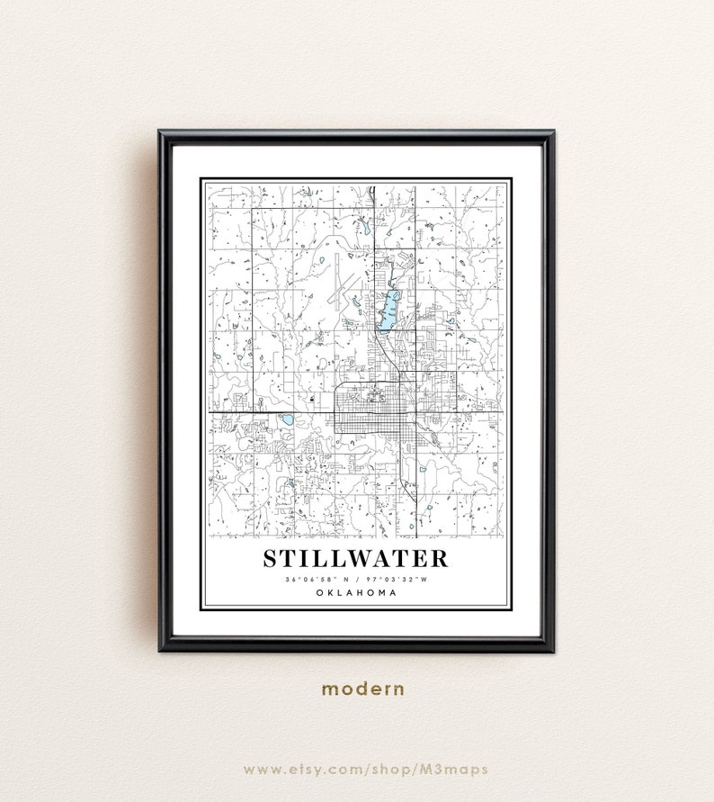 Stillwater Oklahoma Map Stillwater OK Map Stillwater City - Etsy