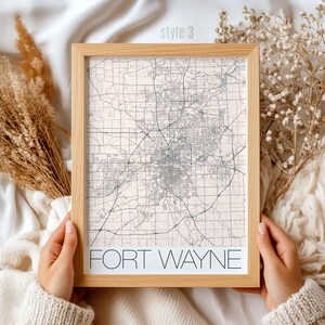 Fort Wayne Indiana Map Art Print: Unique City Souvenir