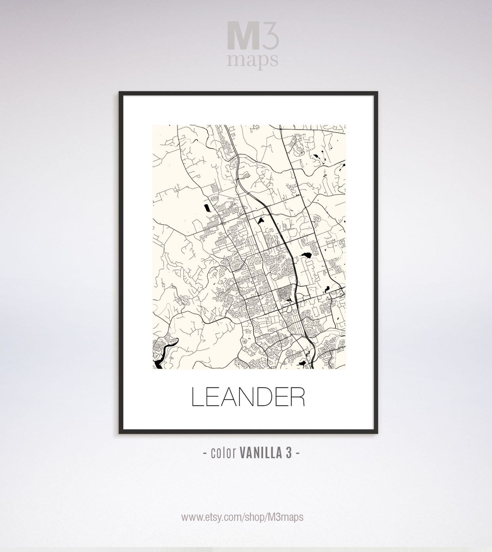 Leander Texas Leander TX Map Leander Map Leander Print - Etsy