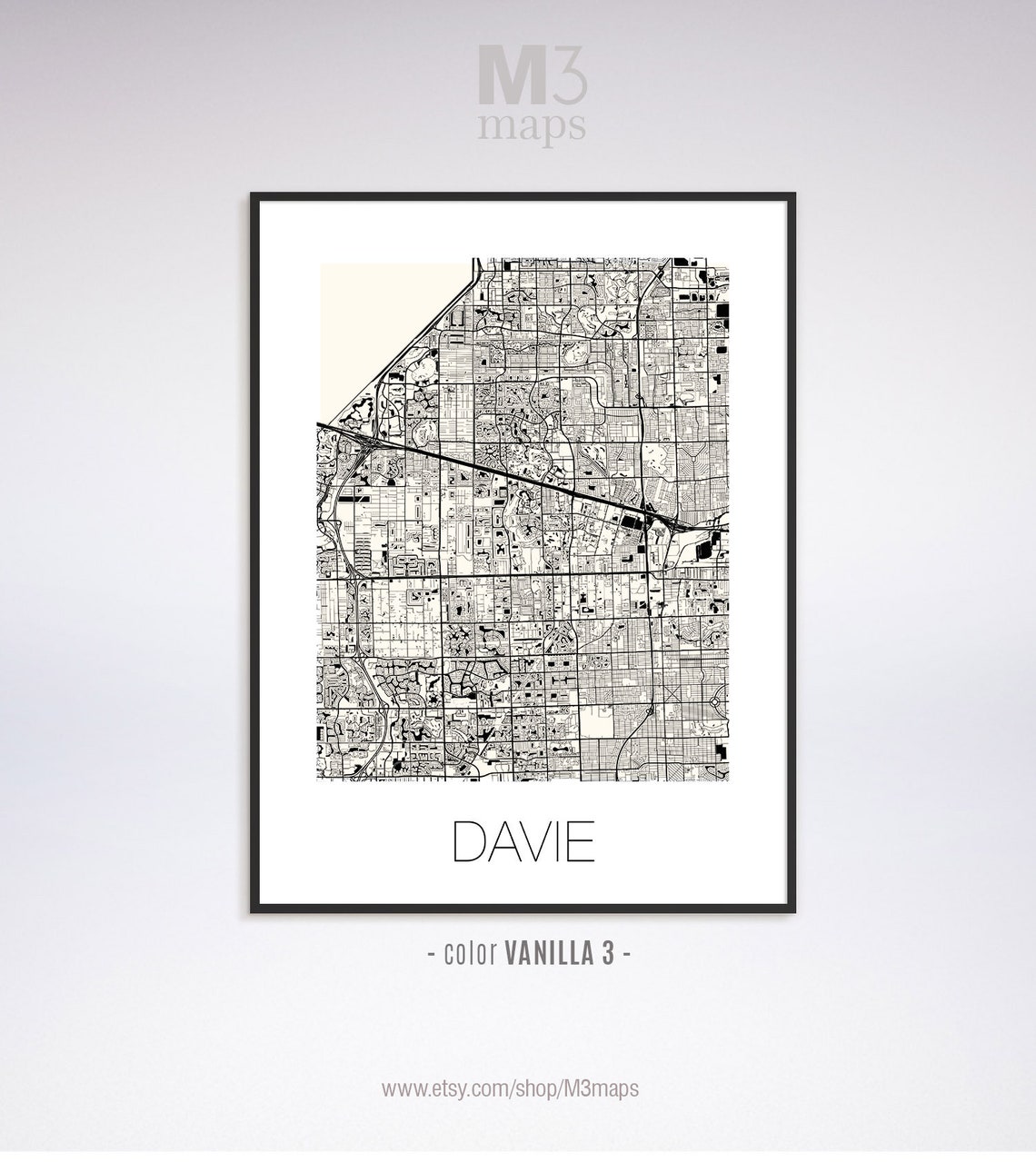 Davie Florida Davie FL Map Davie Map Davie Print Davie - Etsy