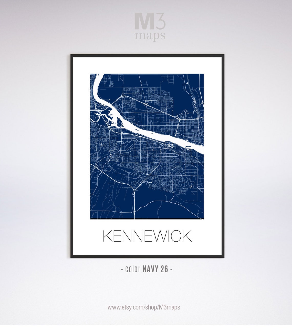 Kennewick Washington Kennewick WA map Kennewick map Etsy