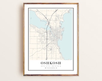 Map Of Oshkosh Wi Oshkosh Poster | Etsy