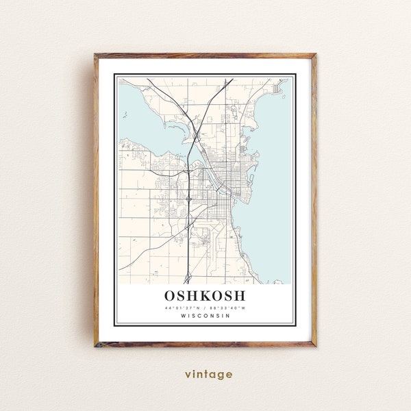 Oshkosh City Map Etsy