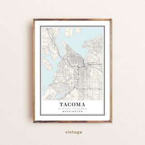 Tacoma Washington-kaart, Tacoma WA-kaart, Tacoma-stadskaart, Tacoma afdrukken, Tacoma-poster, Tacoma-kunst, Tacoma-kaart, aangepaste stadskaart
