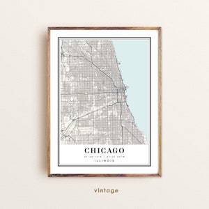 Carte de Chicago Illinois, carte de Chicago IL, plan de la ville de Chicago, impression de Chicago, affiche de Chicago, art de Chicago, carte de Chicago, impressions de carte personnalisées