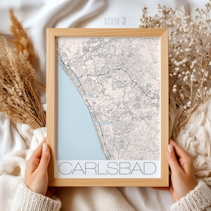 Carlsbad Kalifornien Karte Geschenk: Nautische Wandkunst, Küstenlandschaft Wohndekor, Einzigartiges Reiseandenken, Strandhaus Druck, Vintage Stil Karte Poster