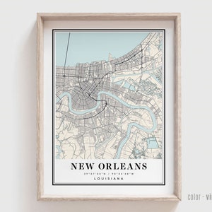 New Orleans LA Map Print - New Orleans Louisiana City Poster - Personalisierte moderne und zeitgenössische Kunst