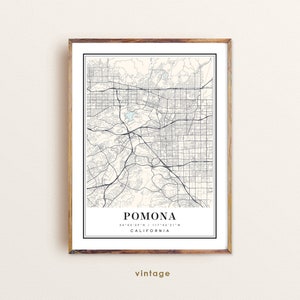 Kaart Pomona, Californië, kaart Pomona, CA, plattegrond Pomona, Pomona-print, Pomon-poster, Pomona-kunst, Pomona-kaart, aangepaste stadsplattegrond