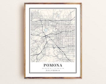 Pomona California map, Pomona CA map, Pomona city map, Pomona print, Pomona poster, Pomona art, Pomona map, Custom city map