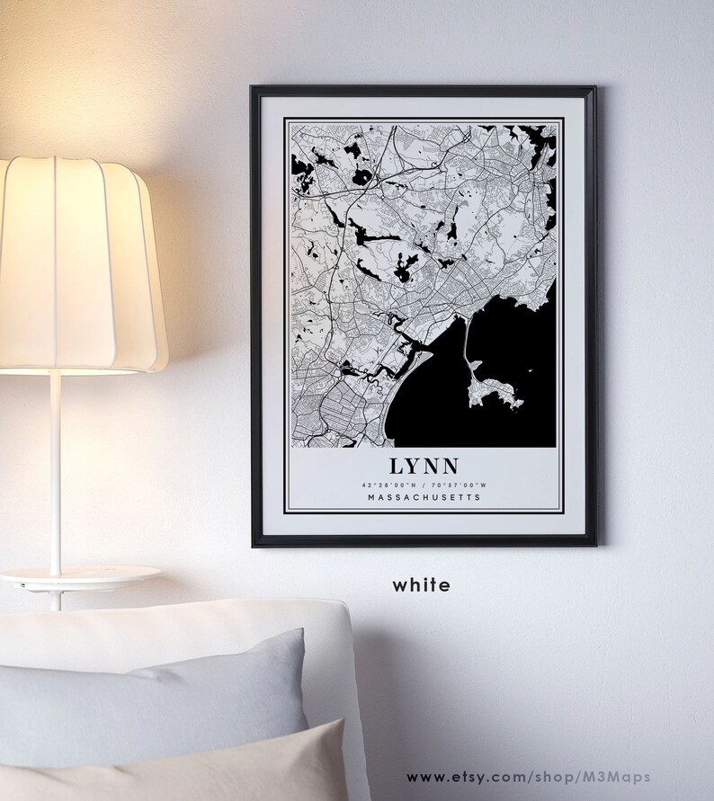 Lynn Massachusetts map, Lynn MA map, Lynn city map, Lynn print, Lynn poster, Lynn art, Lynn map, Custom city map image 4