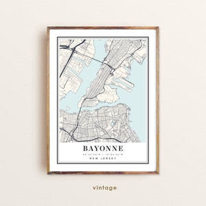 Bayonne New Jersey Map Art Print