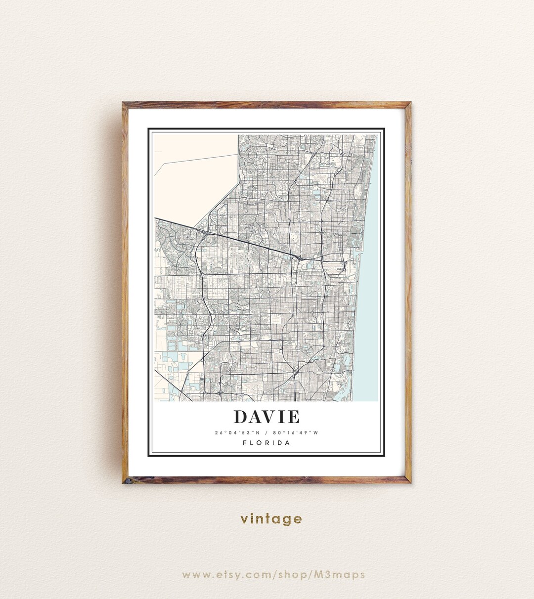 Davie Florida Map Davie FL Map Davie City Map Davie Print - Etsy