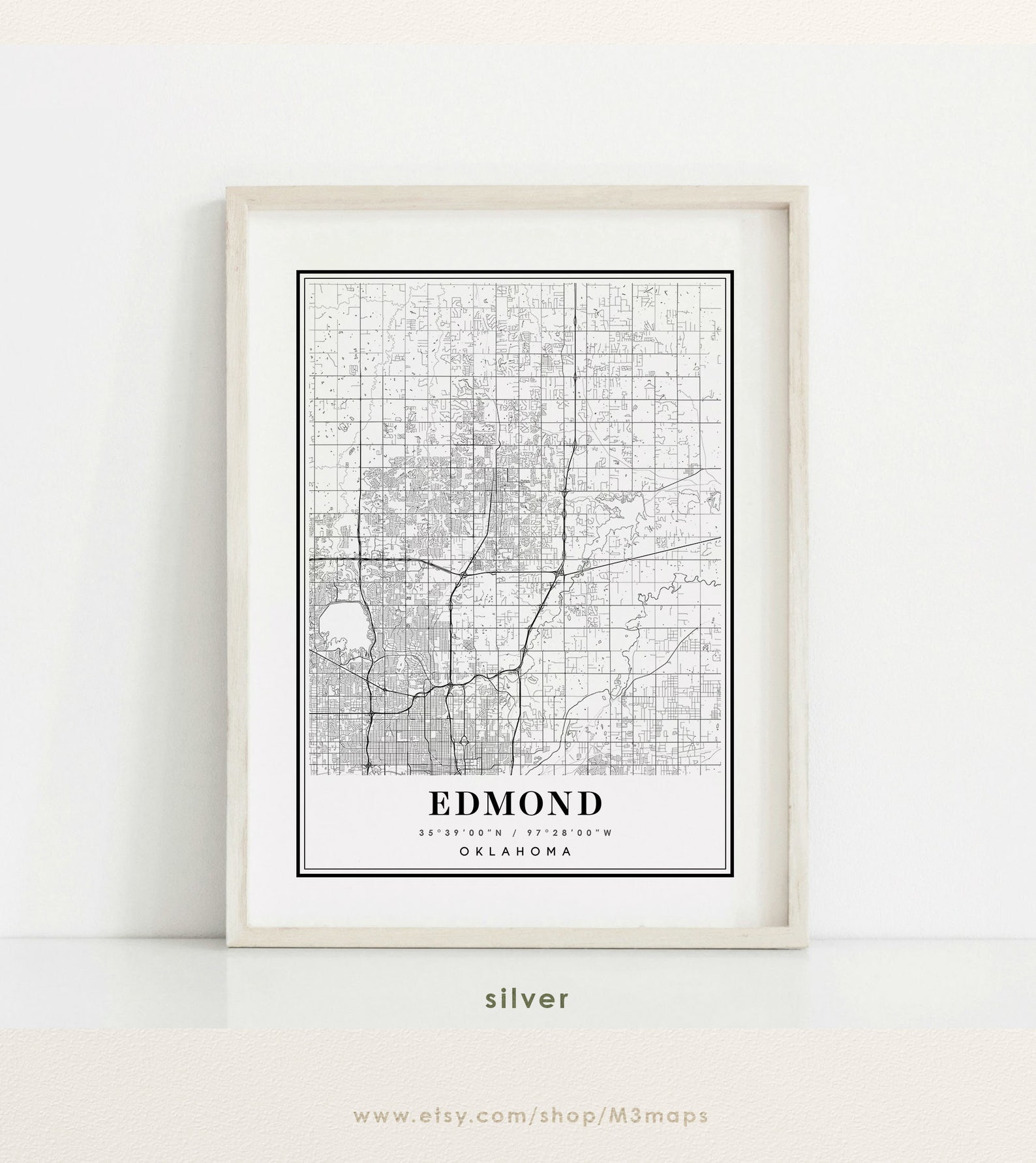 Edmond Oklahoma Map Edmond OK Map Edmond City Map Edmond - Etsy