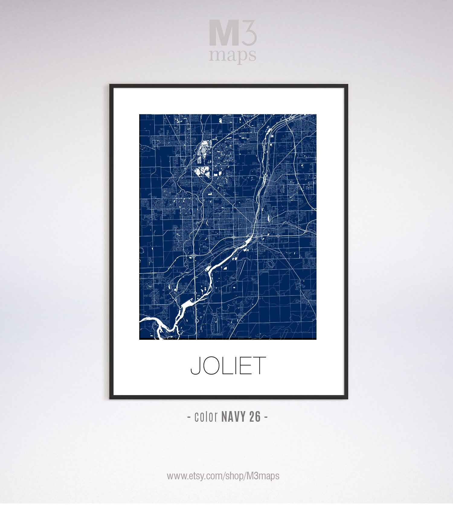Joliet Illinois Joliet IL Map Joliet Map Joliet Print Etsy