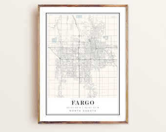 Fargo North Dakota Map Art Print: Custom City Map