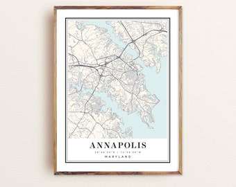 Annapolis Maryland map, Annapolis MD map, Annapolis city map, Annapolis print, Annapolis poster, Annapolis art, Annapolis map