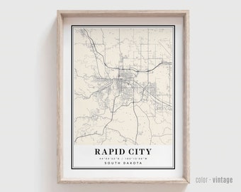 Rapid City South Dakota Map Print: Modern City Art