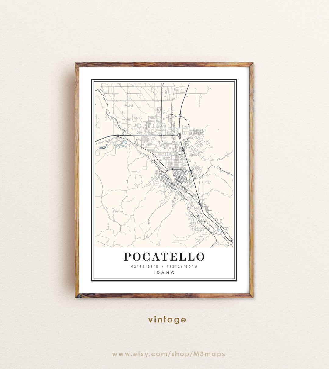 Pocatello Idaho Map, Pocatello ID Map, Pocatello City Map, Pocatello Print, Pocatello Poster ...